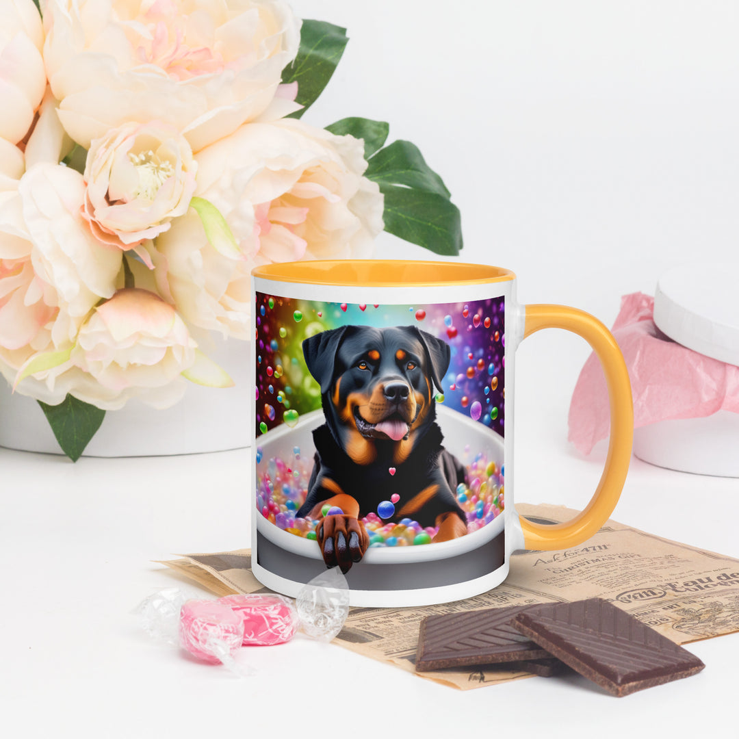 Rottweiler Romantic- Mug with Color Inside v3