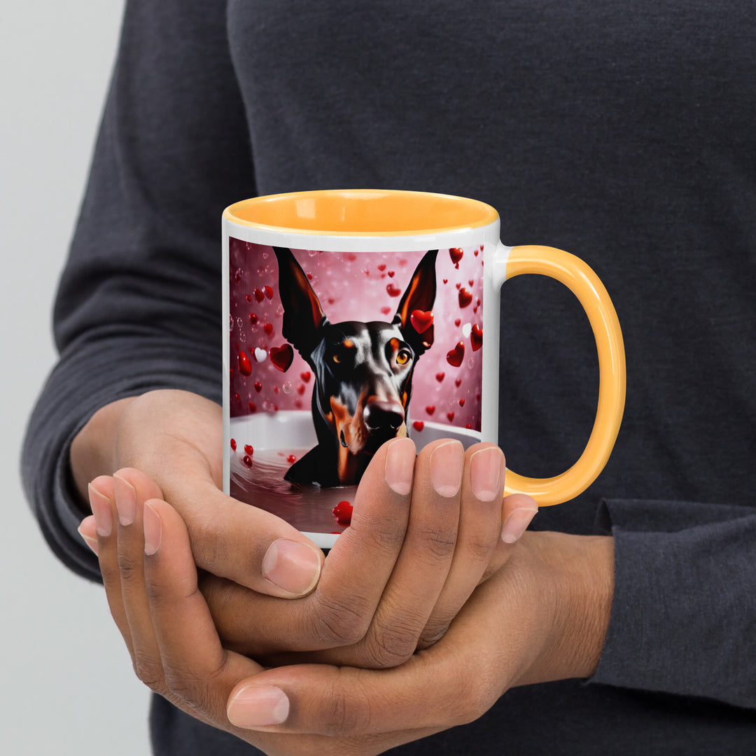 Doberman Pinscher Romantic- Mug with Color Inside v2