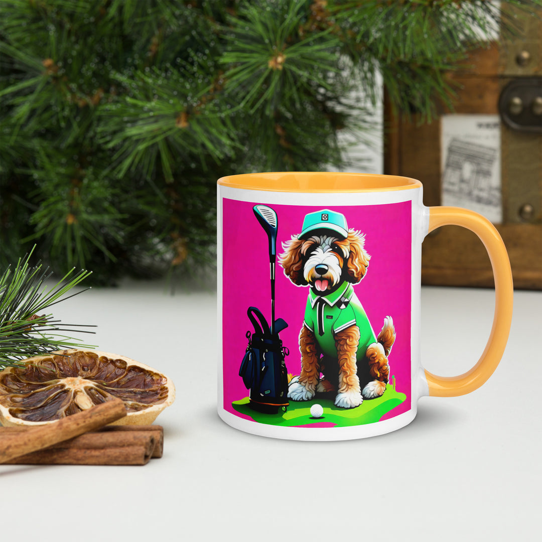 Bernedoodle Golfer- Mug with Color Inside v2