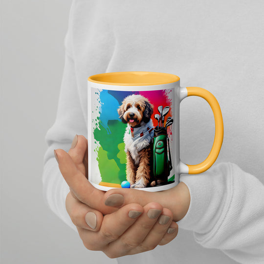 Bernedoodle Golfer- Mug with Color Inside v3