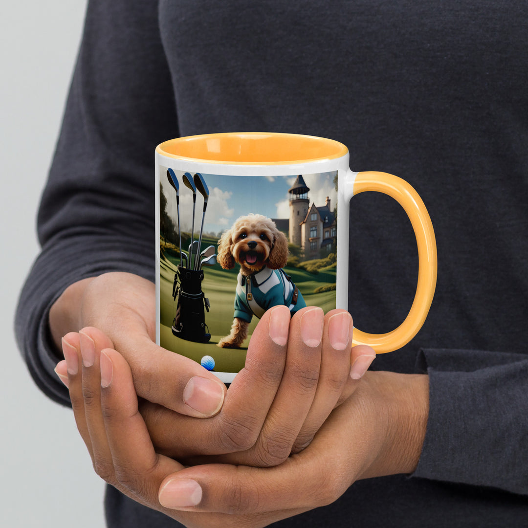 Cavapoo Golfer- Mug with Color Inside v6
