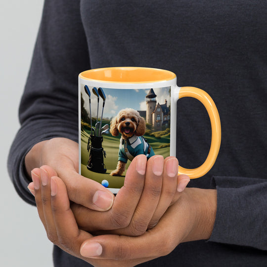 Cavapoo Golfer- Mug with Color Inside v6