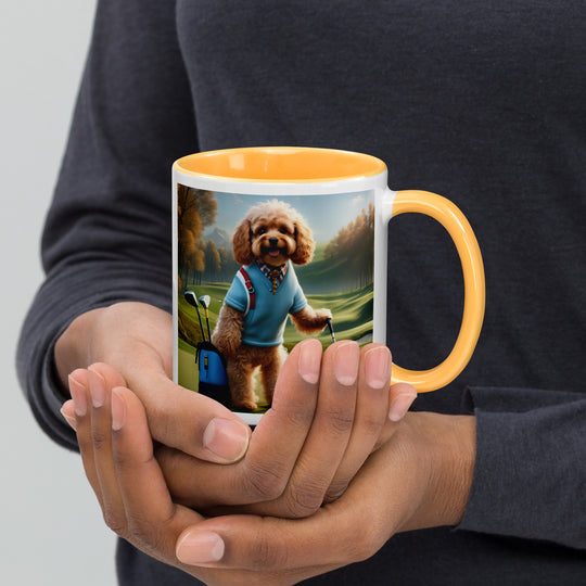 Cavapoo Golfer- Mug with Color Inside v7