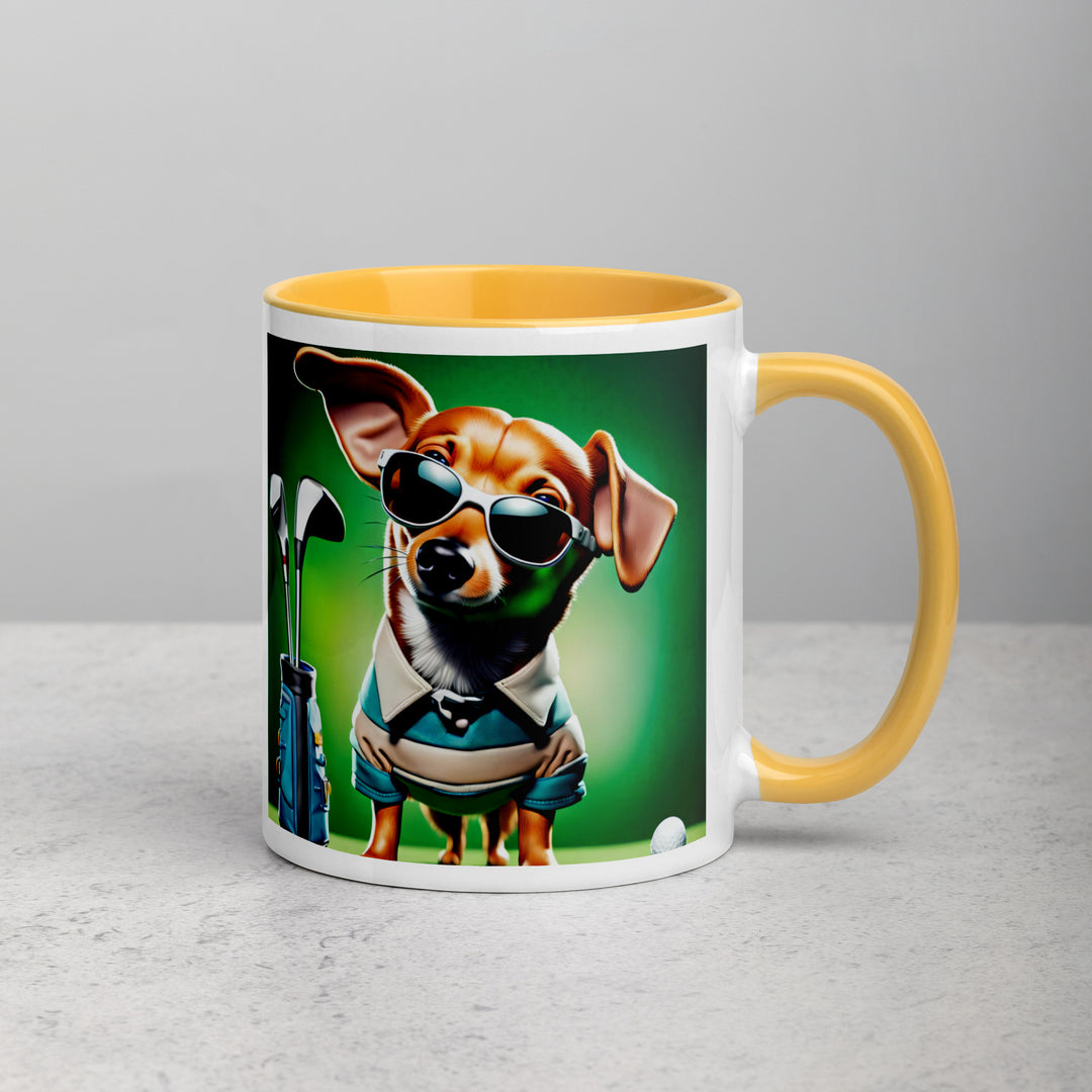 Chiweenie Golfer- Mug with Color Inside v6