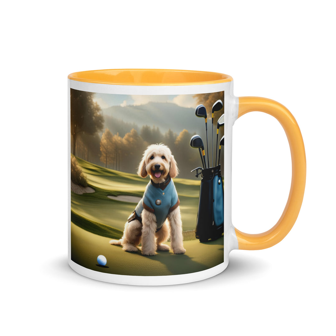 Goldendoodle Golfer- Mug with Color Inside