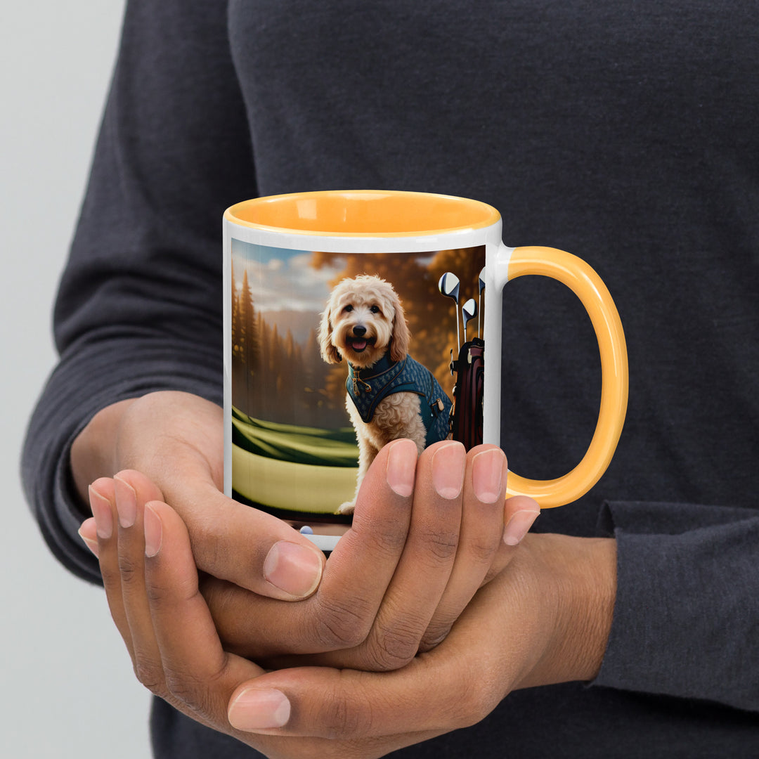 Goldendoodle Golfer- Mug with Color Inside v4