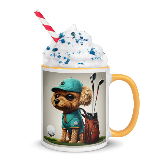 Pekapoo Golfer- Mug with Color Inside v7