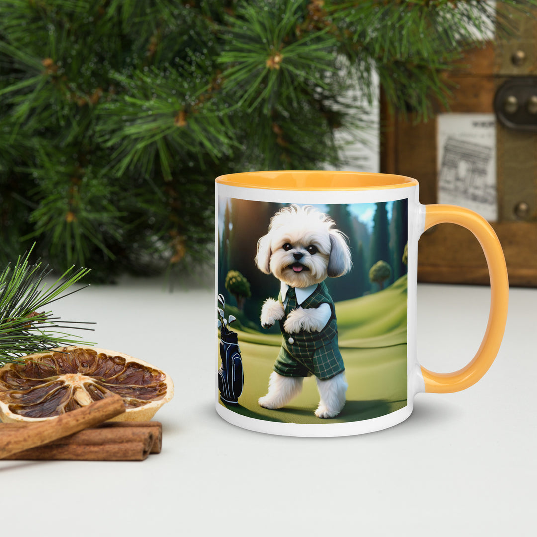 Shih-Poo Golfer- Mug with Color Inside v3