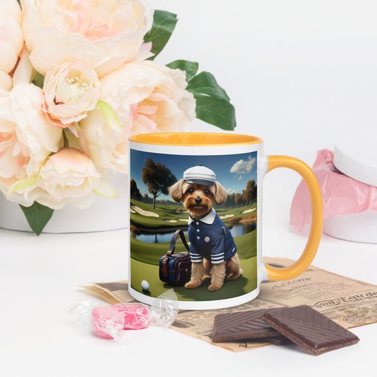 Yorkipoo Golfer- Mug with Color Inside v6