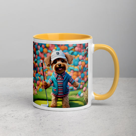 Yorkipoo Golfer- Mug with Color Inside v14