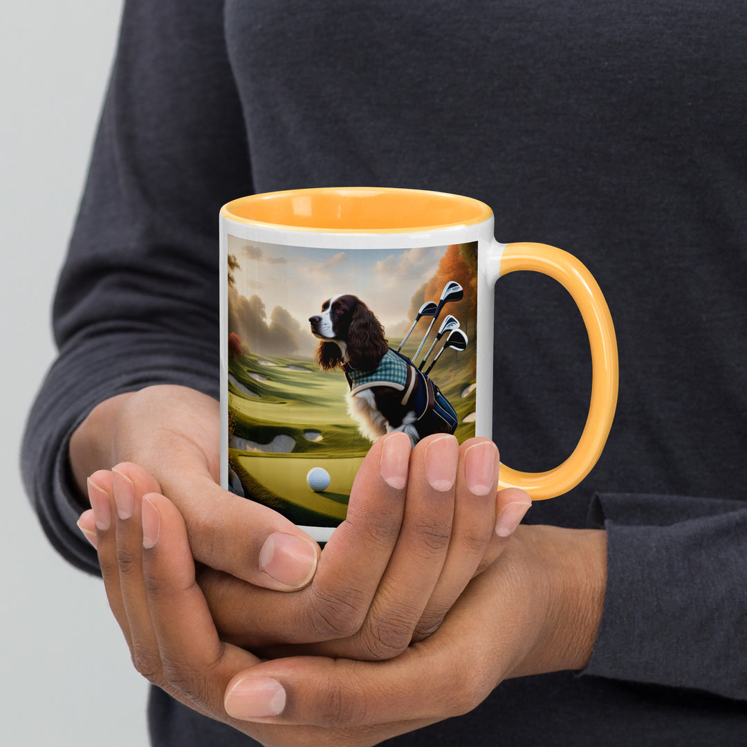 Sprocker Spaniel Golfer- Mug with Color Inside v2