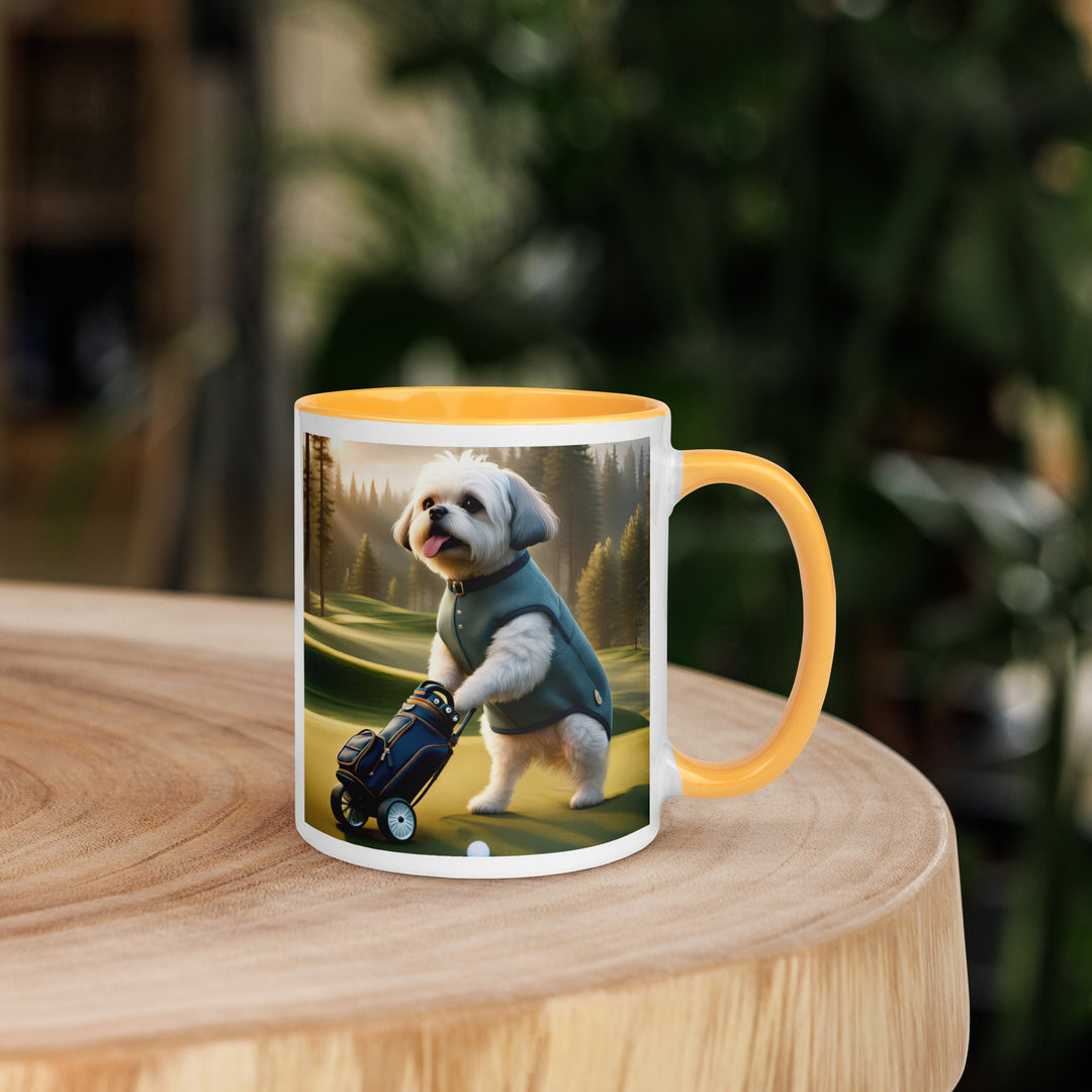 Pugapoo Golfer- Mug with Color Inside v10