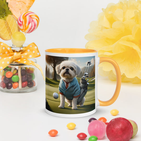 Pugapoo Golfer- Mug with Color Inside v5