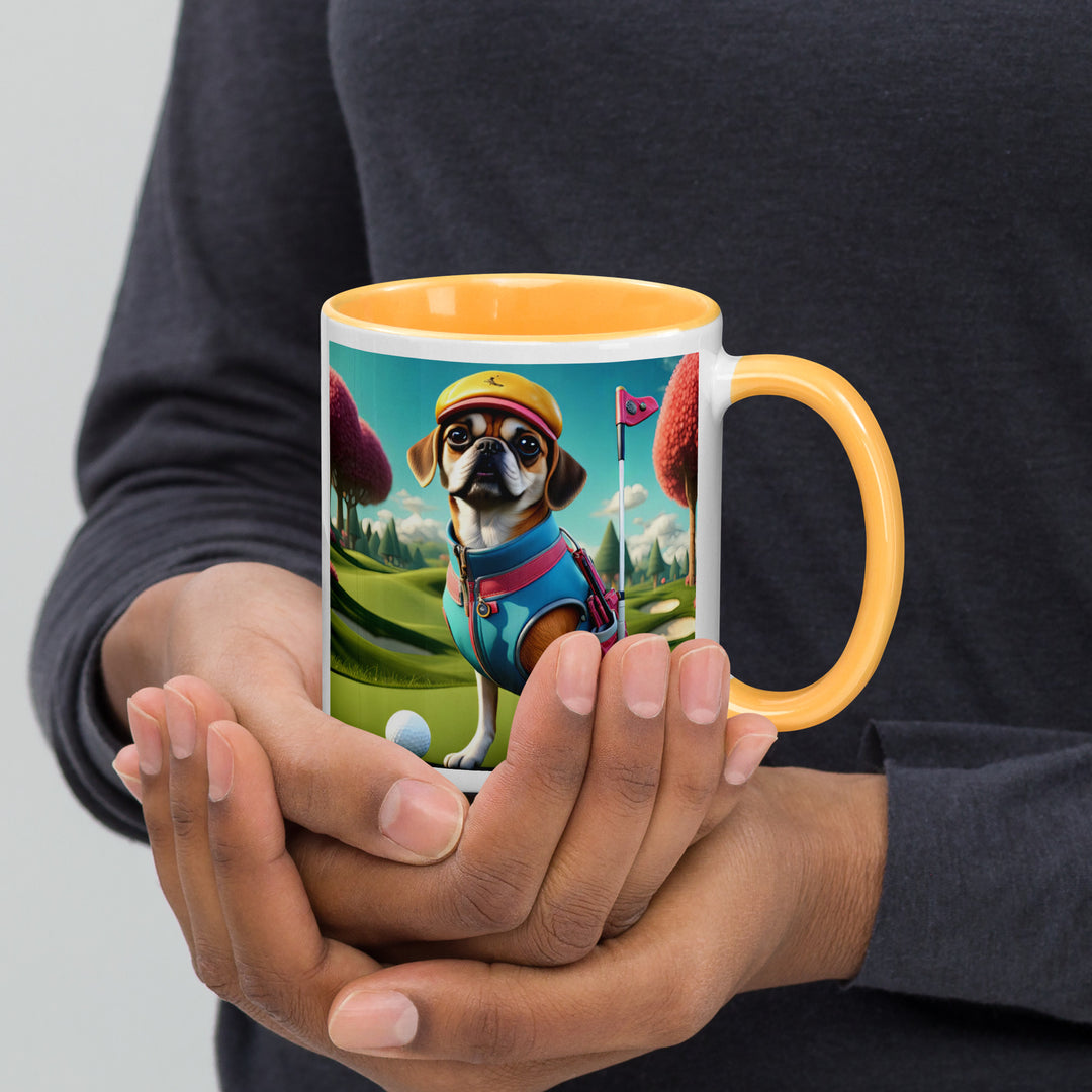 Puggle Golfer- Mug with Color Inside v8