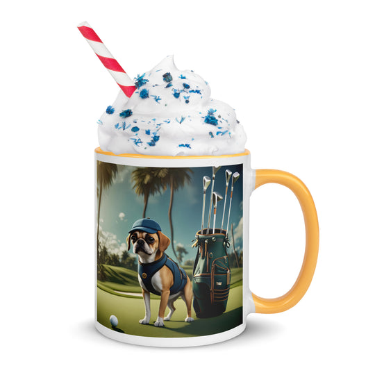 Puggle Golfer- Mug with Color Inside v13