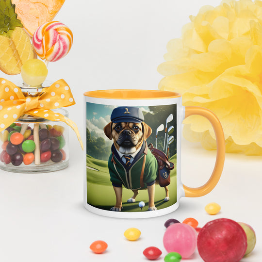 Puggle Golfer- Mug with Color Inside v16