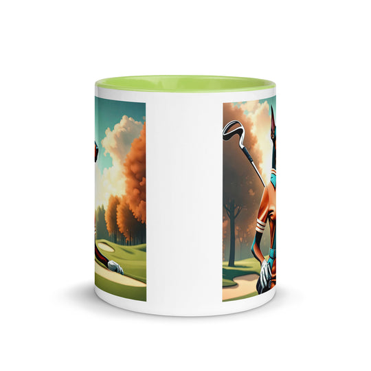 Doberman Pinscher Golfer- Mug with Color Inside