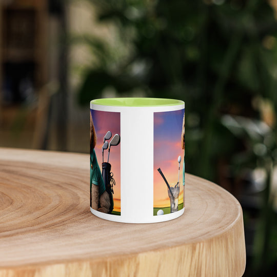 Goldendoodle Golfer- Mug with Color Inside v5