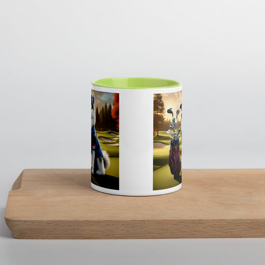 Pomsky Golfer- Mug with Color Inside v4