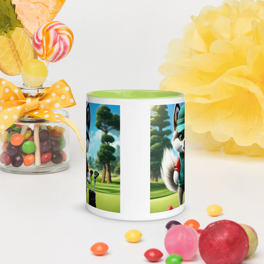 Pomsky Golfer- Mug with Color Inside v11