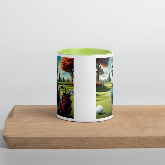 Pomsky Golfer- Mug with Color Inside v5