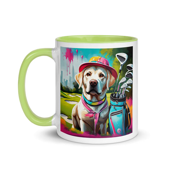 Mug with Color Inside-Labrador Retriever Golfer v9