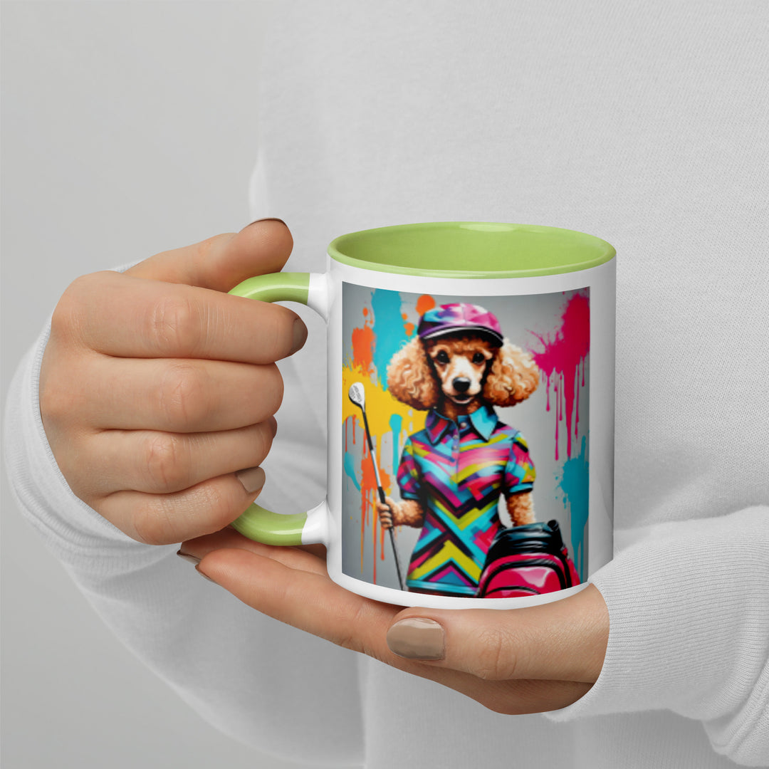 Poodle Golfer- Mug with Color Inside v4