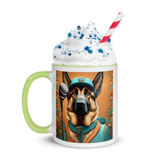 German Shepherd Golfer- Mug with Color Inside V2