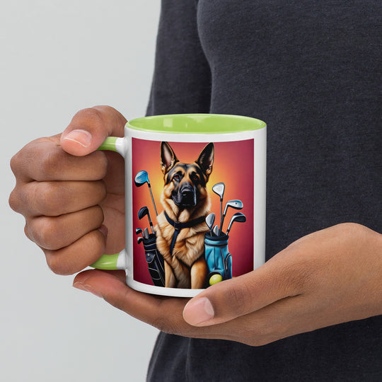 German Shepherd Golfer- Mug with Color Inside V7