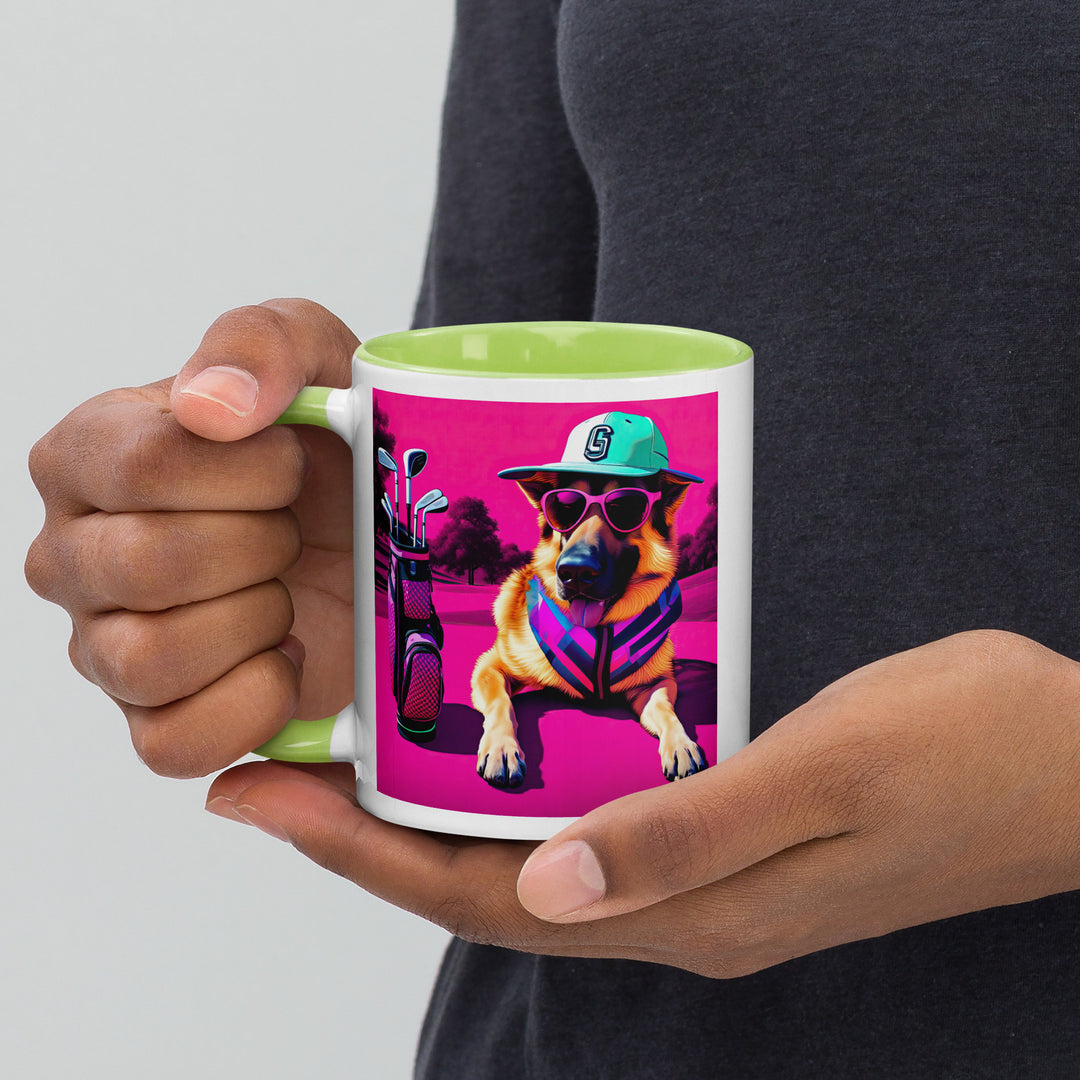 German Shepherd Golfer- Mug with Color Inside V8