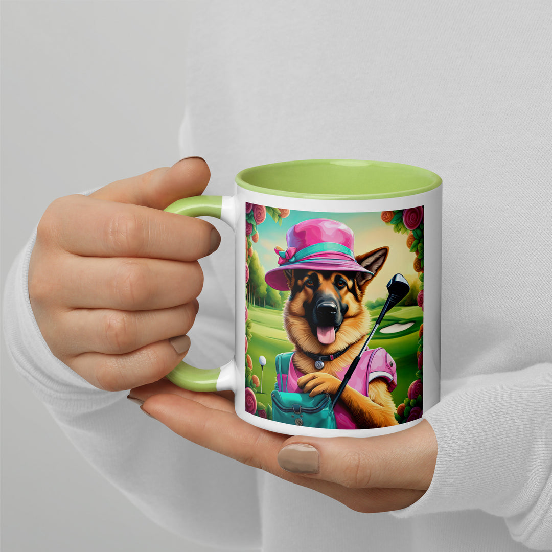 German Shepherd Golfer- Mug with Color Inside V9