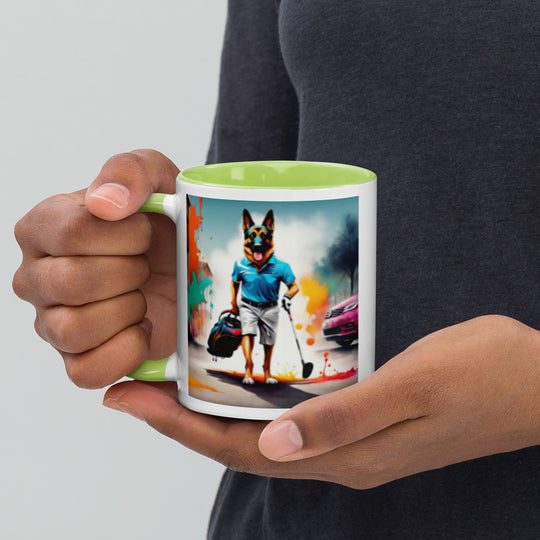 German Shepherd Golfer- Mug with Color Inside V12