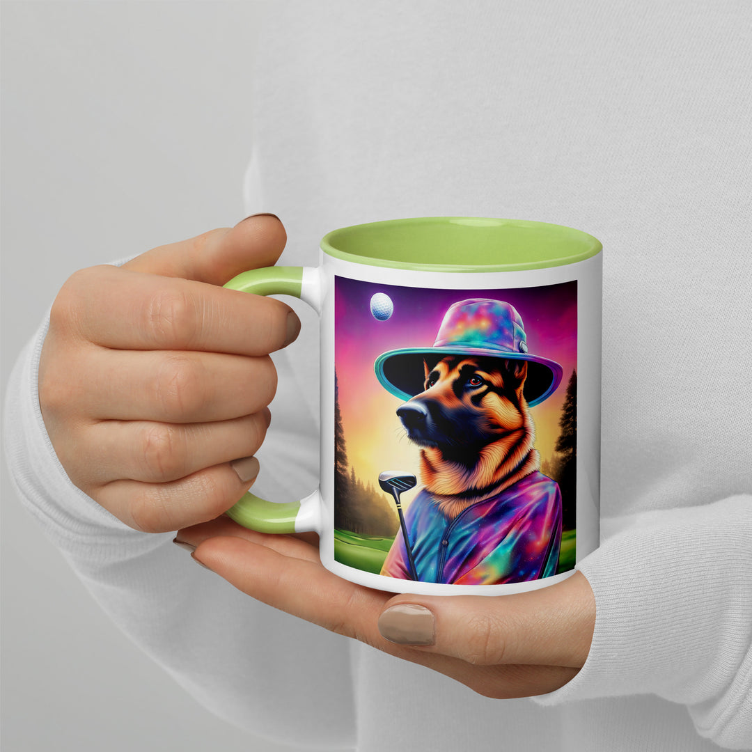 German Shepherd Golfer- Mug with Color Inside V13