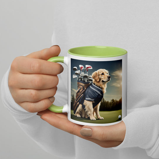 Golden Retriever Golfer- Mug with Color Inside V5