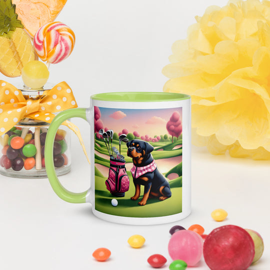 Rottweiler Golfer- Mug with Color Inside