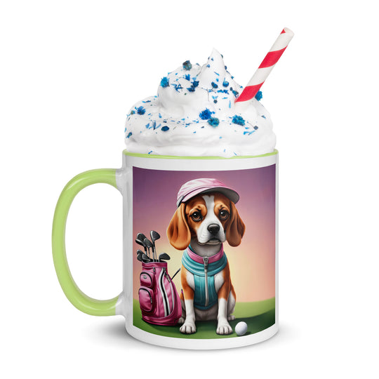 Beagle Golfer- Mug with Color Inside v3