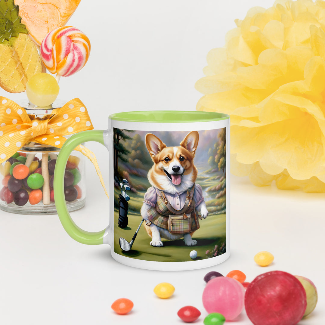 Pembroke Welsh Corgi Golfer- Mug with Color Inside v3