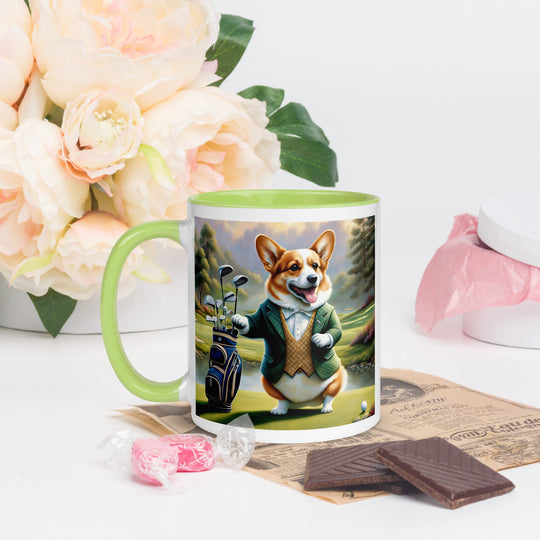 Pembroke Welsh Corgi Golfer- Mug with Color Inside v4