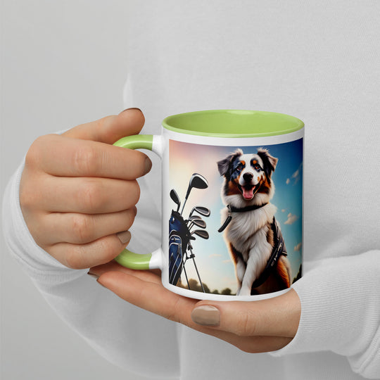 Australian Shepherd Golfer- Mug with Color Inside