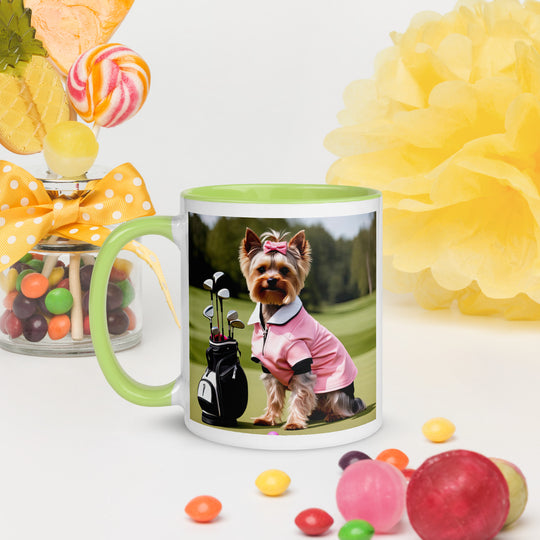 Yorkshire Terrier Golfer- Mug with Color Inside v2