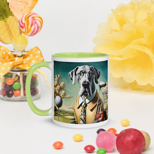 Great Dane Golfer- Mug with Color Inside v2