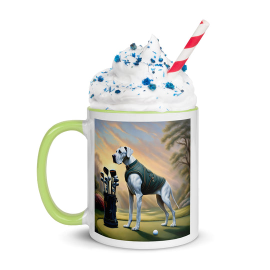 Great Dane Golfer- Mug with Color Inside v3