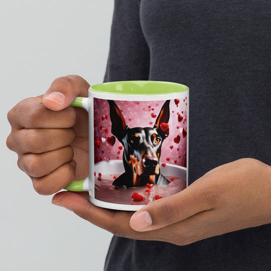 Doberman Pinscher Romantic- Mug with Color Inside v2