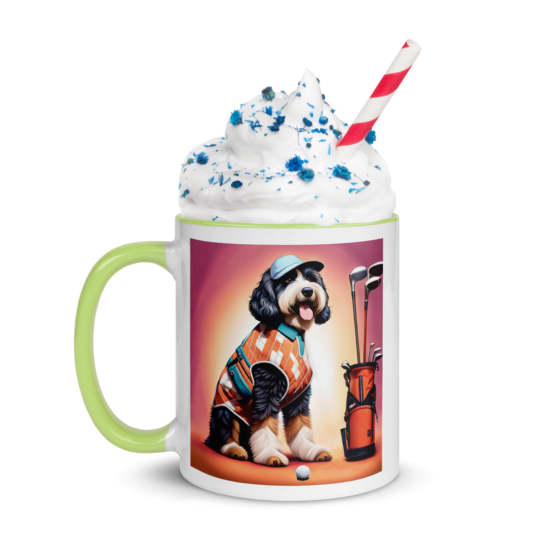 Bernedoodle Golfer- Mug with Color Inside v4