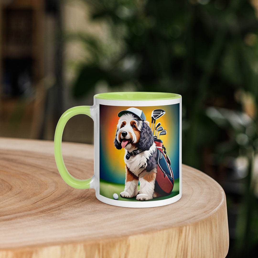 Bernedoodle Golfer- Mug with Color Inside v6