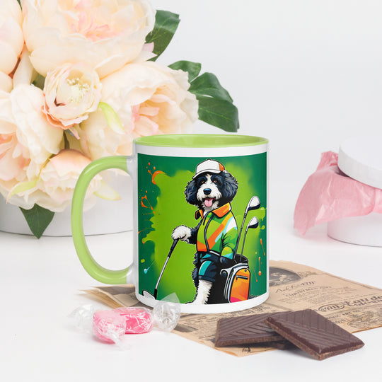 Bernedoodle Golfer- Mug with Color Inside v8