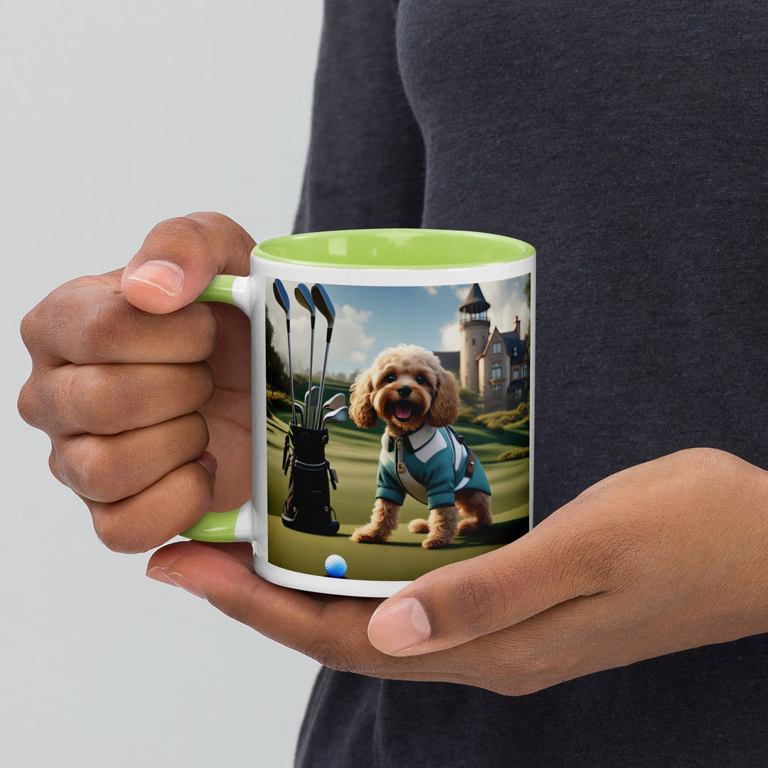Cavapoo Golfer- Mug with Color Inside v6