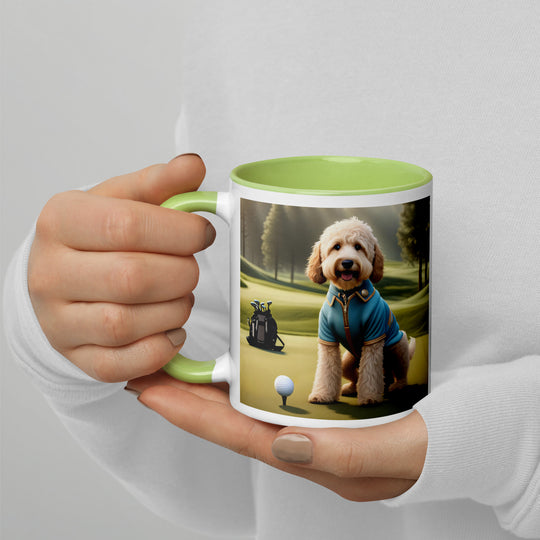 Goldendoodle Golfer- Mug with Color Inside v6