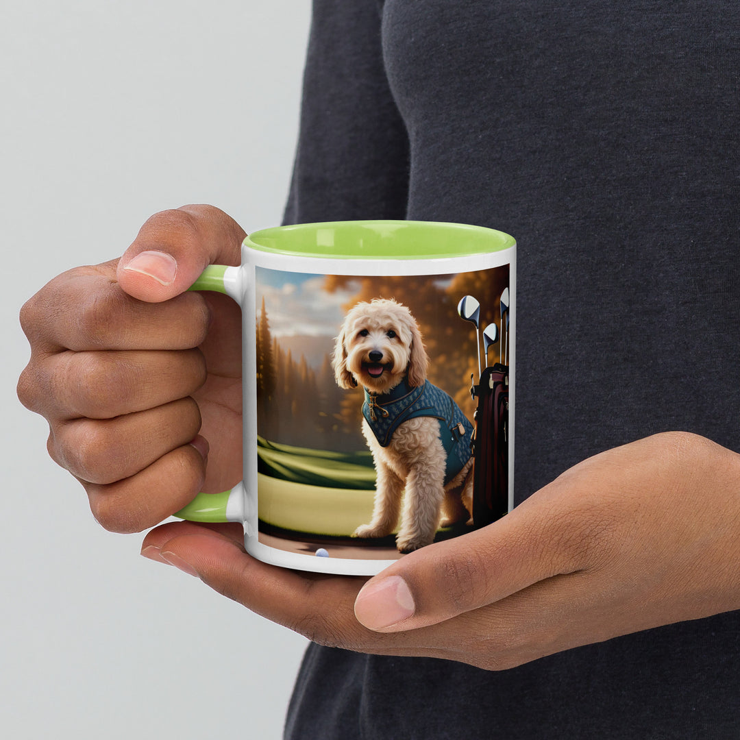 Goldendoodle Golfer- Mug with Color Inside v4