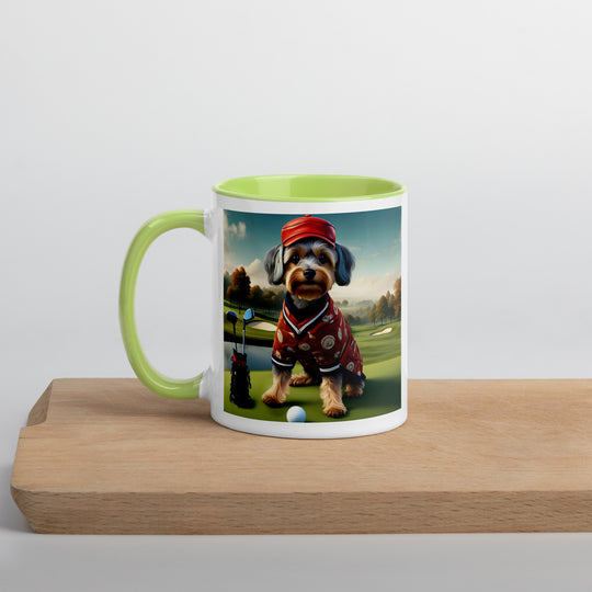 Yorkipoo Golfer- Mug with Color Inside v2